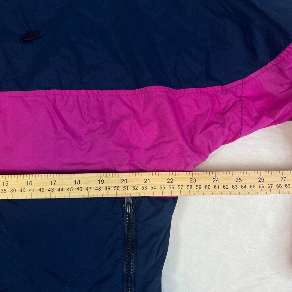 Vintage 90s Nike Windbreaker Jacket Running Blue Fuscia Block Pattern‎ Mens M